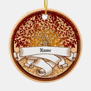 Crimson Family Tree Surname Ceramic Tree Decoration