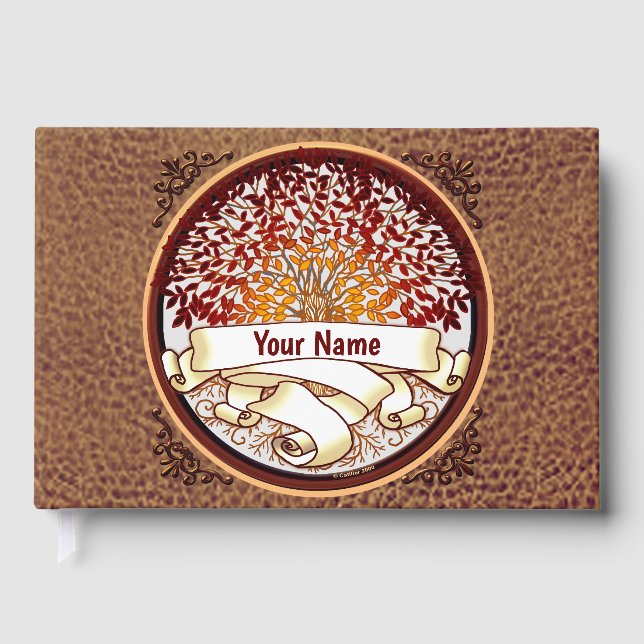 Crimson Family Tree Surname Guest Book (Front)