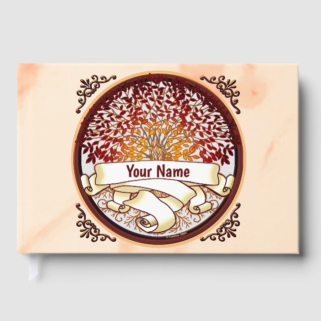 Crimson Family Tree Surname Guest Book (Front)