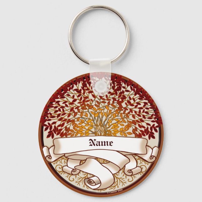 Crimson Family Tree Surname Key Ring (Front)