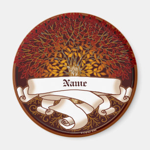Crimson Family Tree Surname Magnet