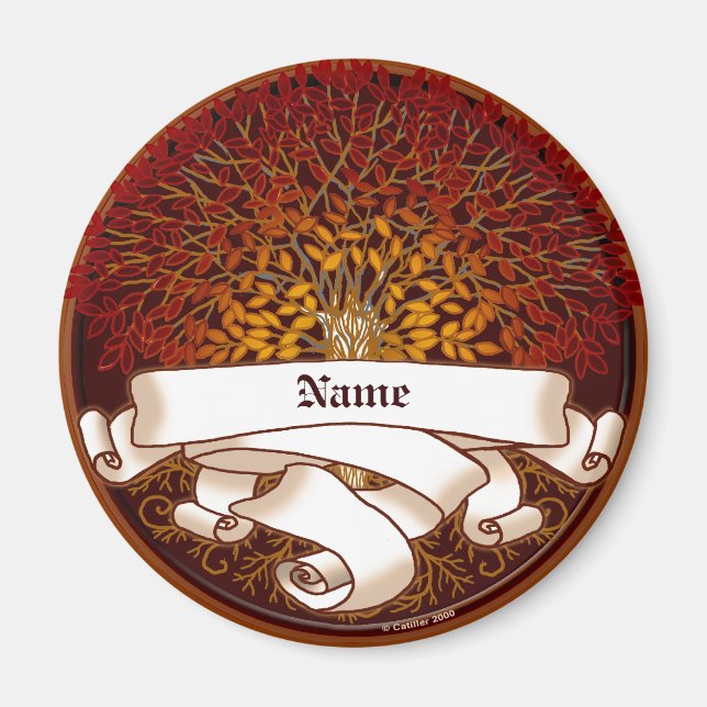 Crimson Family Tree Surname Magnet (Front)