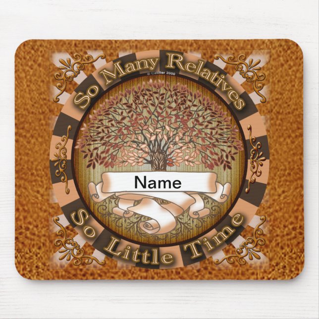 Crimson Family Tree Surname Mouse Mat (Front)