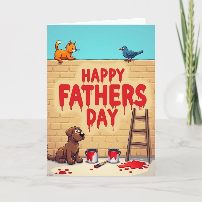 Crimson Fathers Day Wall Art Card (Front)