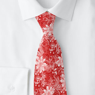 Crimson Floral Batik Tie