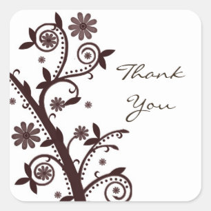 Crimson Floral Swirl Thank You Sticker