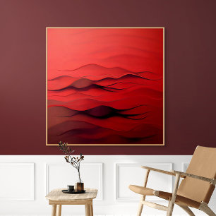 Crimson Flow – Abstract Red Waves of Motion Canvas Print