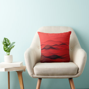 Crimson Flow – Abstract Red Waves of Motion Cushion