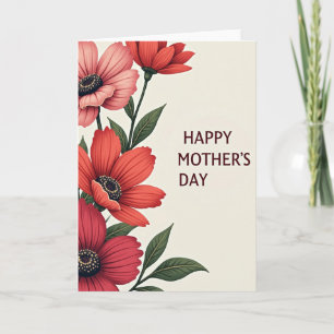 Crimson Flowers Mothers Day Card