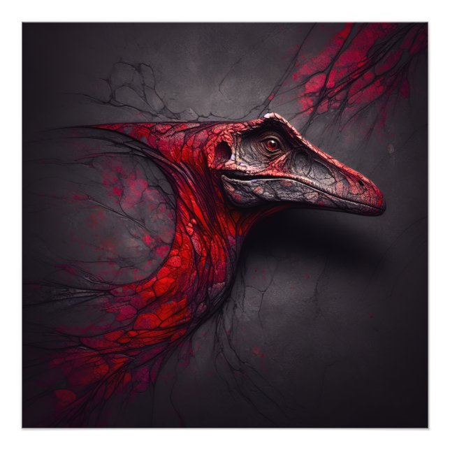 Crimson Fossil Unearthed - AI Genius Photo Print (Front)