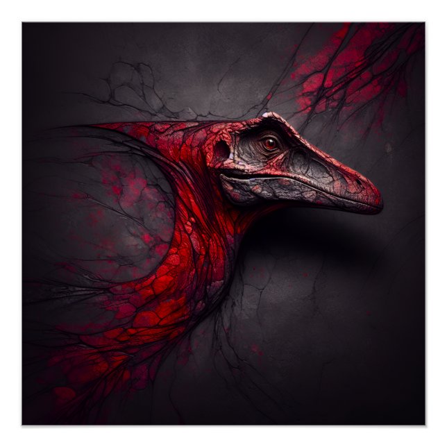 Crimson Fossil Unearthed - AI Genius Poster (Front)