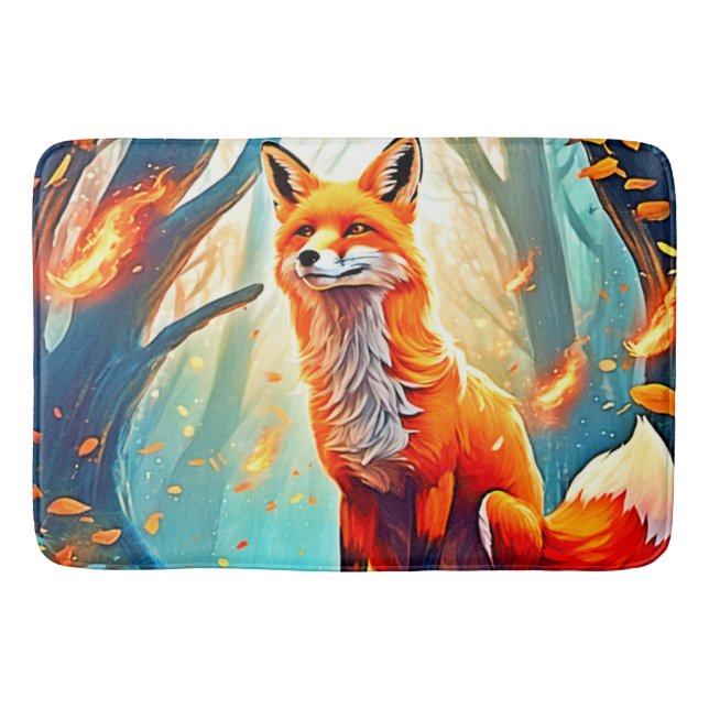 Crimson Fox Scene Design Bath Mat (Front)