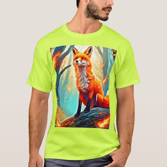 Crimson Fox Scene Design T-Shirt (Front)