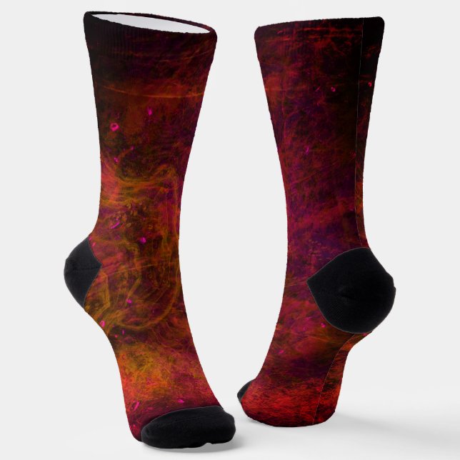 "Crimson Galaxy" Abstract Socks (Angled)