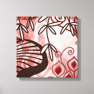 Crimson Garden – Abstract Botanical Pattern Art Pr Canvas Print