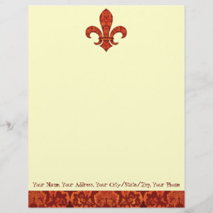 Crimson Garden Fleur de lis Letterhead Template