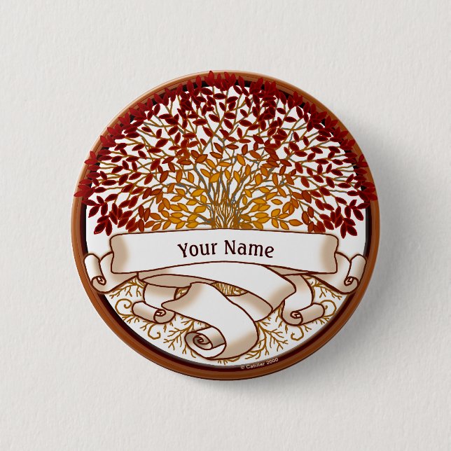  Crimson Genealogy Family Tree Surname custom pin  (Front)