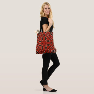 Crimson Geometric Kaleidoscope Tote Bag