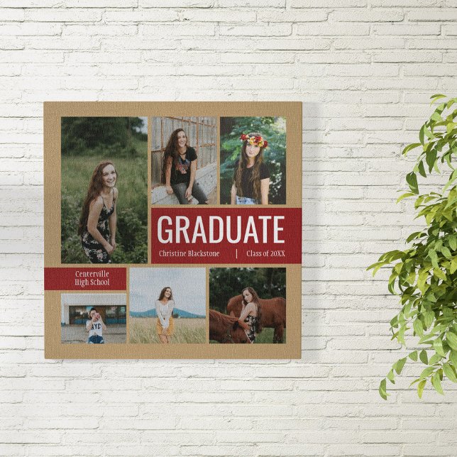 Crimson & Gold 6 Photo Graduation Poster (Creator Uploaded)