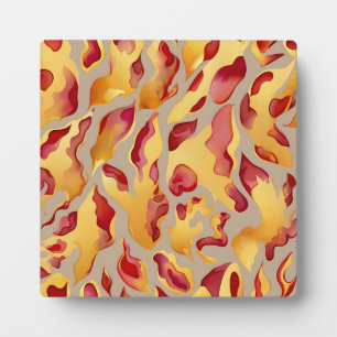 Crimson Gold Abstract Liquid Marble Plaque