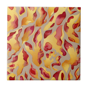 Crimson Gold Abstract Liquid Marble Tile