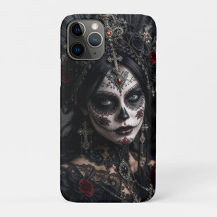 Crimson Gothic Calavera – Black Rose iPhone 11 Pro Case