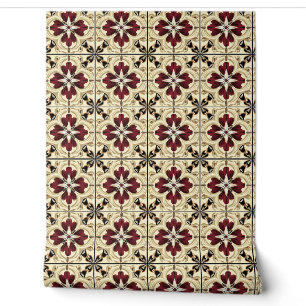 Crimson Grandeur Petite - Red, Beige, Black Wallpaper