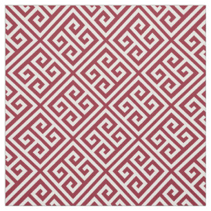 Crimson Greek Key Fabric