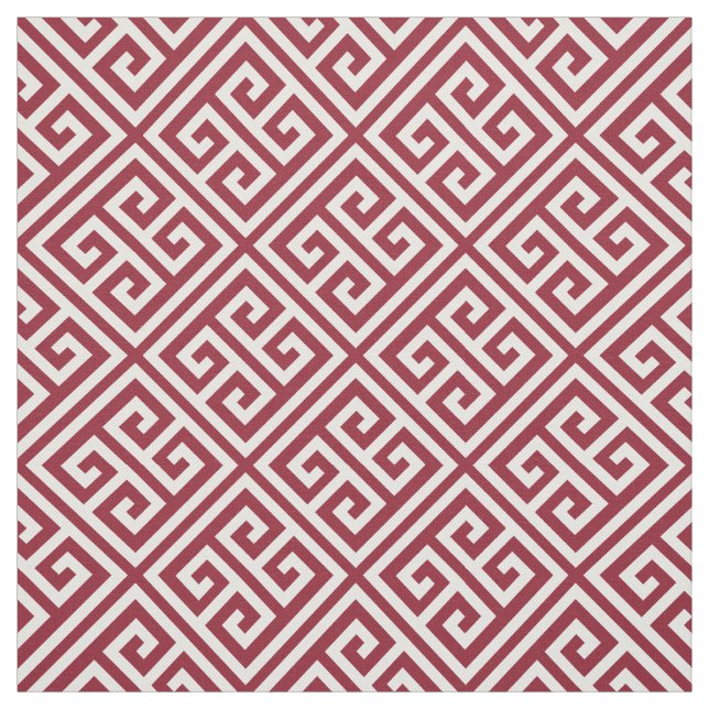 Crimson Greek Key Fabric (Swatch)