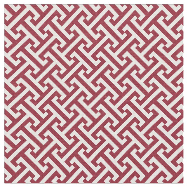 Crimson Greek Key Pattern Fabric (Close Up)