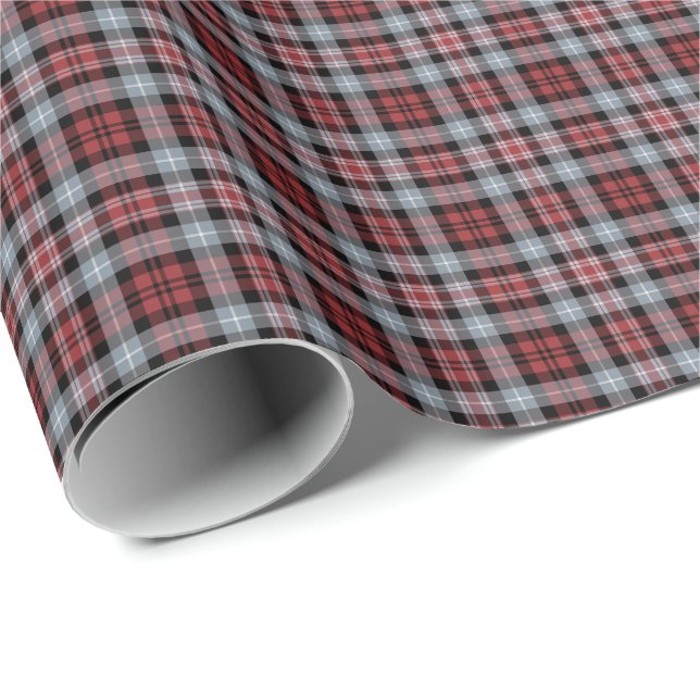 Crimson, Grey and Black Sporty Plaid Wrapping Paper (Roll Corner)