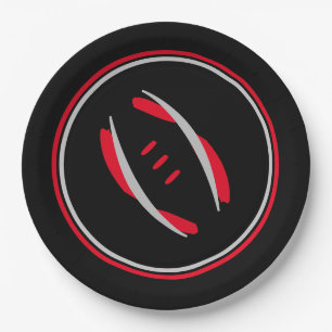 Crimson/Grey/Black Artistic Football 9" Plates