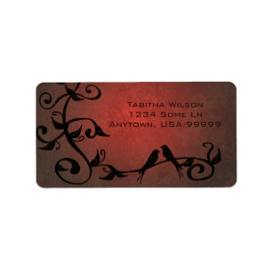 Crimson Grunge Swirls Address Label