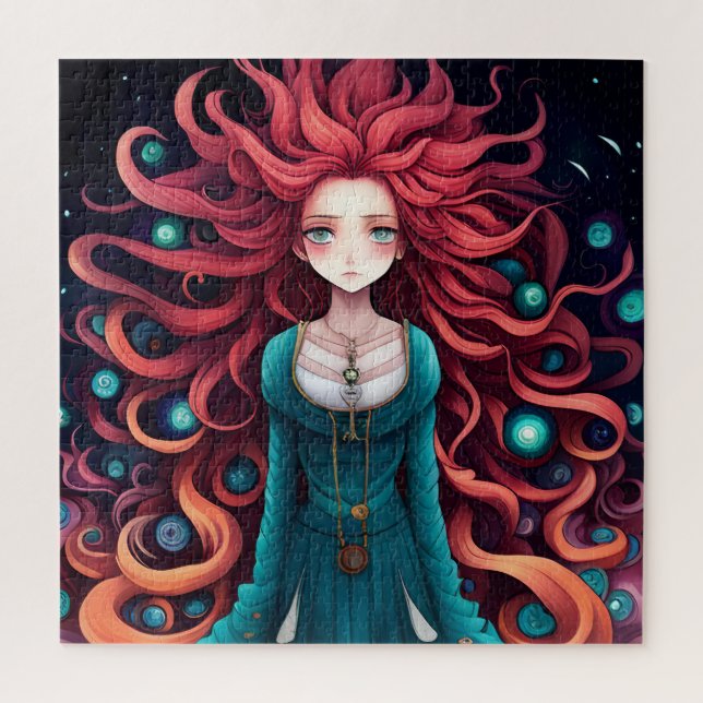 Crimson Haired Anime Female Jigsaw Puzzle (Vertical)