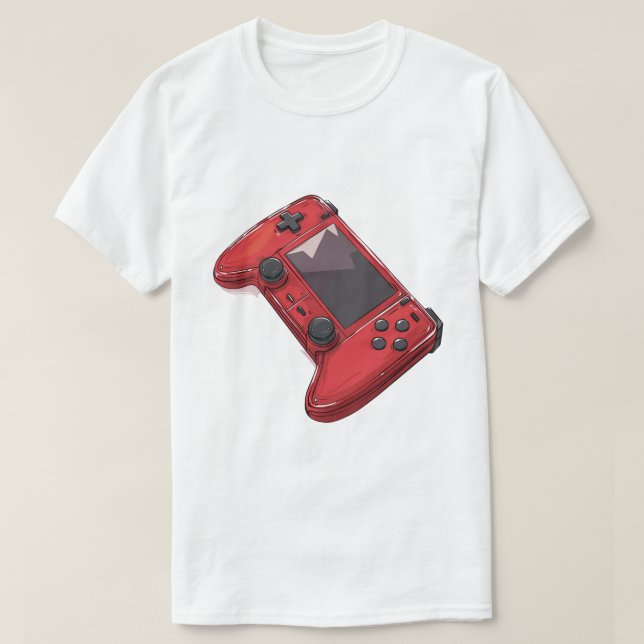 Crimson Handheld Console Illustration T-Shirt (Design Front)