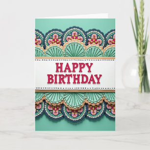 Crimson Happy Birthday Banner Card