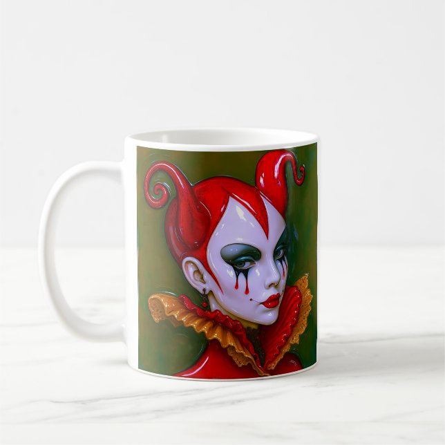 Crimson Harlequin Coffee Mug (Left)