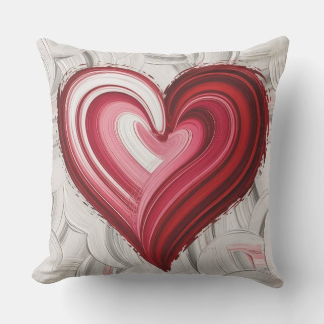 Crimson Heart Abstract Brushstroke  Cushion (Front)