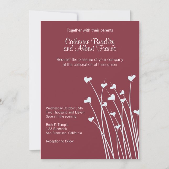 Crimson Heart Fields Wedding Invite (Front)