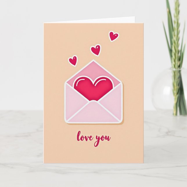 Crimson Heart Love You Card (Front)