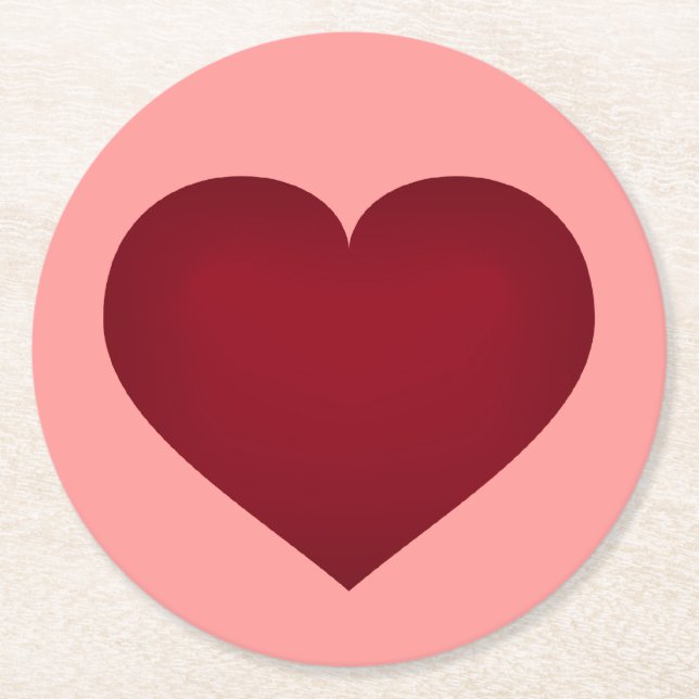 Crimson heart plate round paper coaster (Front)