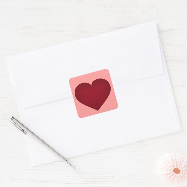 Crimson Heart Square Sticker (Envelope)