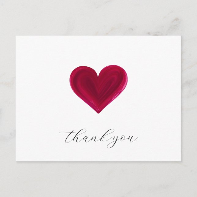 Crimson Heart water colour heart thank you Postcard (Front)