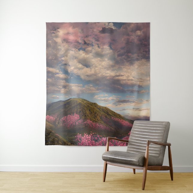 Crimson Heavens Above the Peaks Tapestry (In Situ)
