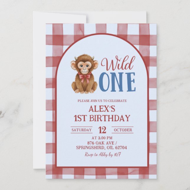 Crimson Heifer Bull First Birthday Invitation (Front)