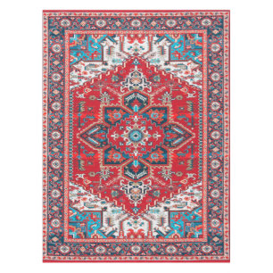 Crimson Heirloom: Moroccan Heritage Rug Art Tablecloth