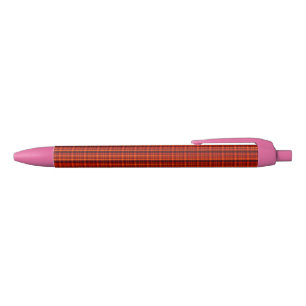Crimson Highland Charm; Red Tartan Print Blue Ink Pen
