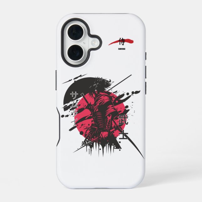 Crimson Honour: Samurai Warrior iPhone 16 Case (Back)