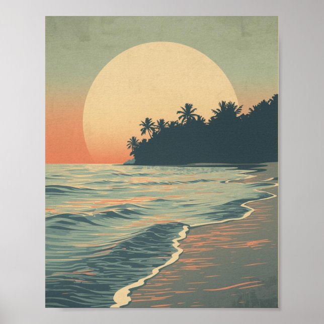 Crimson Horizon: Serene Sea Sunset Poster (Front)
