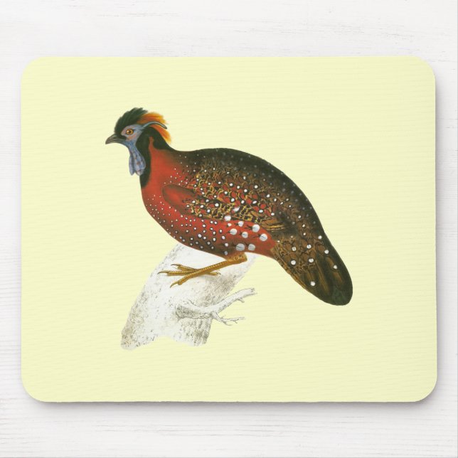 Crimson Horned Pheasant Mouse Mat (Front)